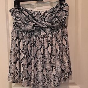 Torrid Black and White Strapless Ruched Blouse